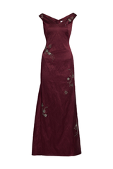 Embroidered Off Shoulder Gown