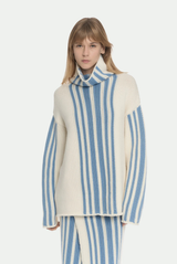 Turtle Neck Sweater With Inlay In Virgin Wool And Cashmere