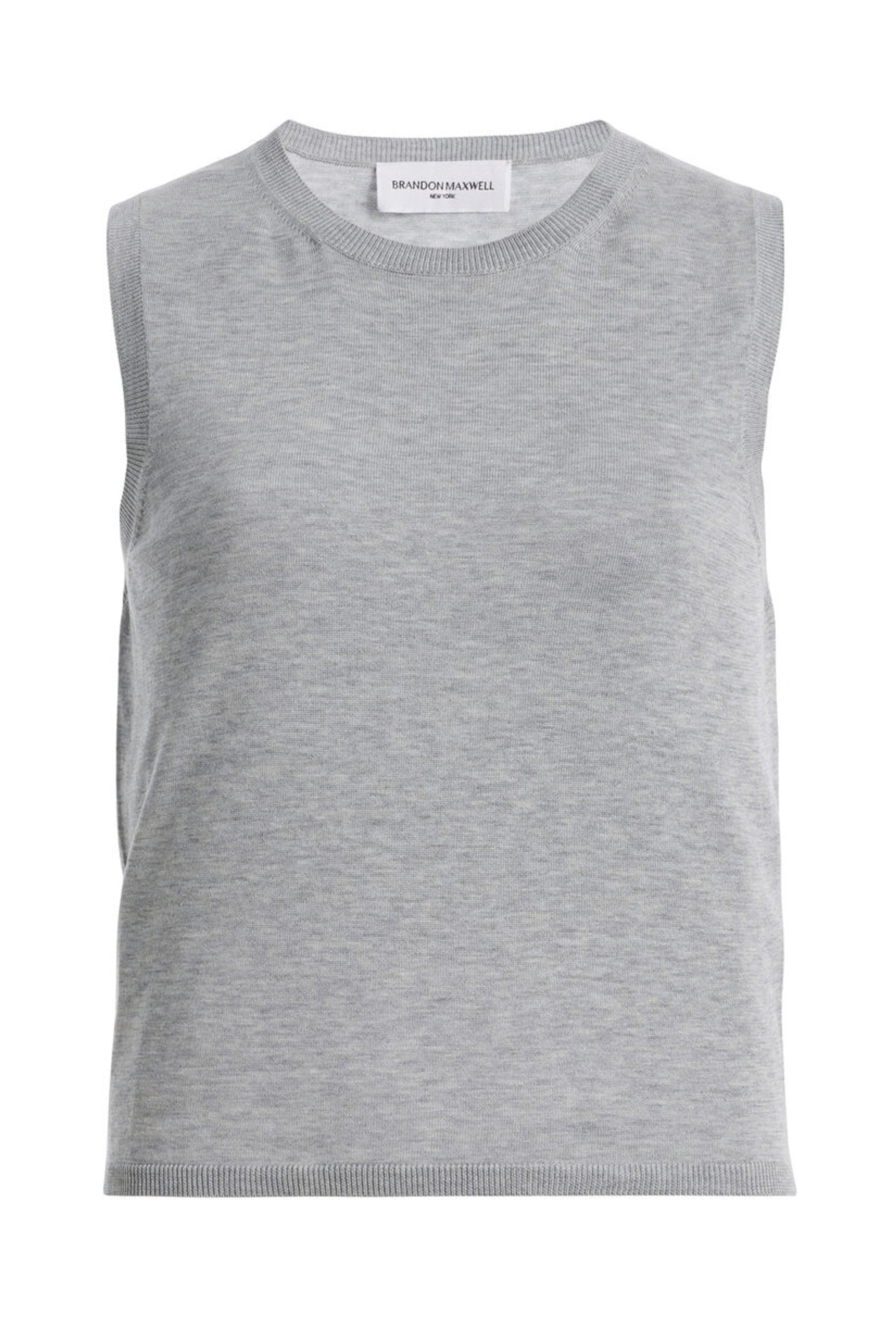 The Elle Featherweight Silk Cotton Tank Top Light Grey Melange