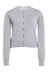 The Aubery Feather Weight Silk-Cotton Cardigan Light Grey Melange