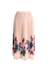 Floral Pleated Voile Ankle Length Skirt