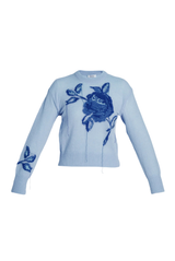 Floral Alpaca Merino Intarsia Knit Long Sleeve Top