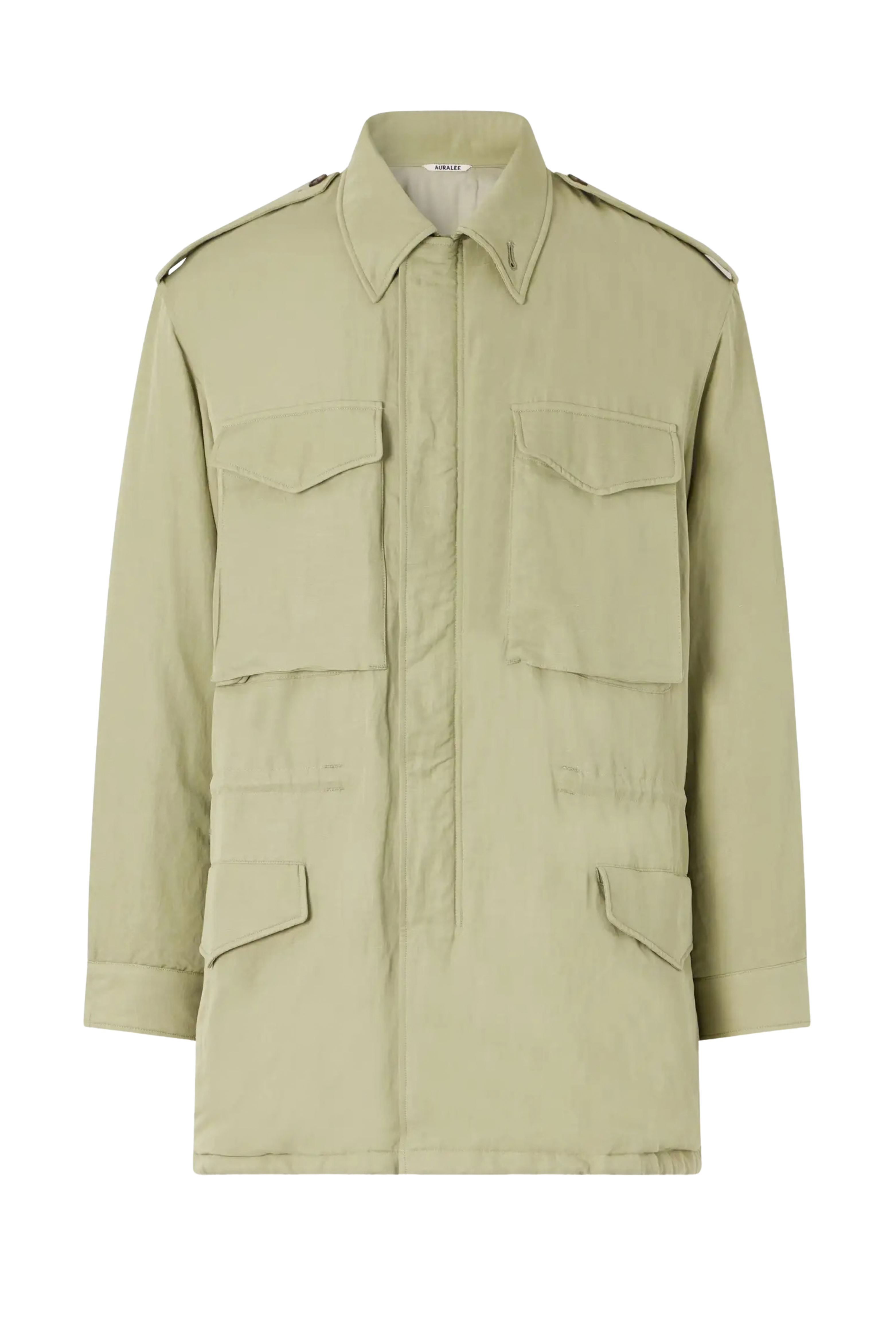 Brushed Silk Linen Satin Padded Military Jacket