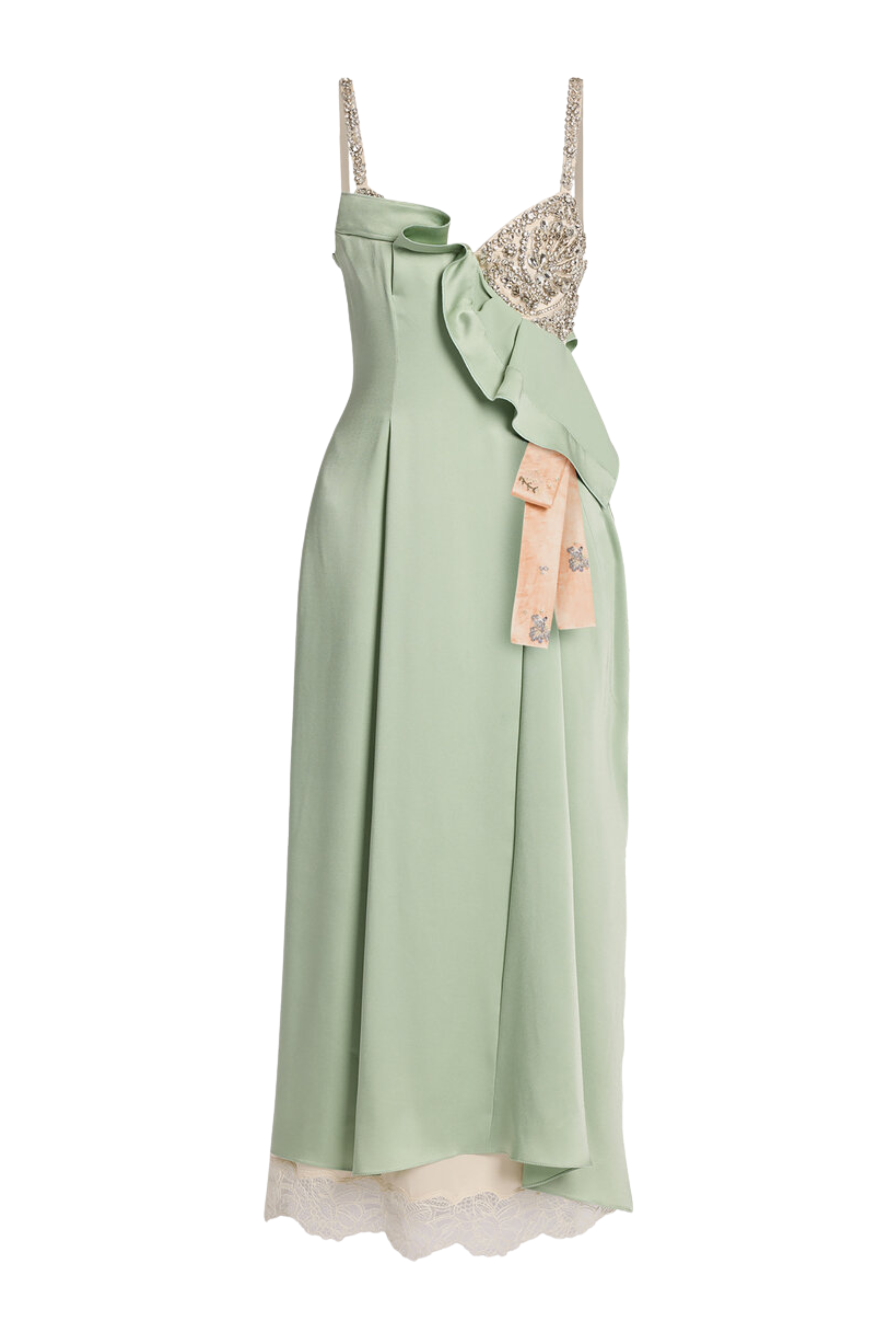 Satin Cady Strappy Ankle Length Dress