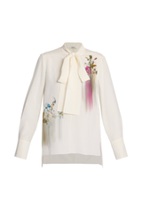 Floral Crepe de Chine Long Sleeve Blouse
