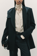 The Ashlyn Scarf Tailoring Wool-Silk Jacket Black