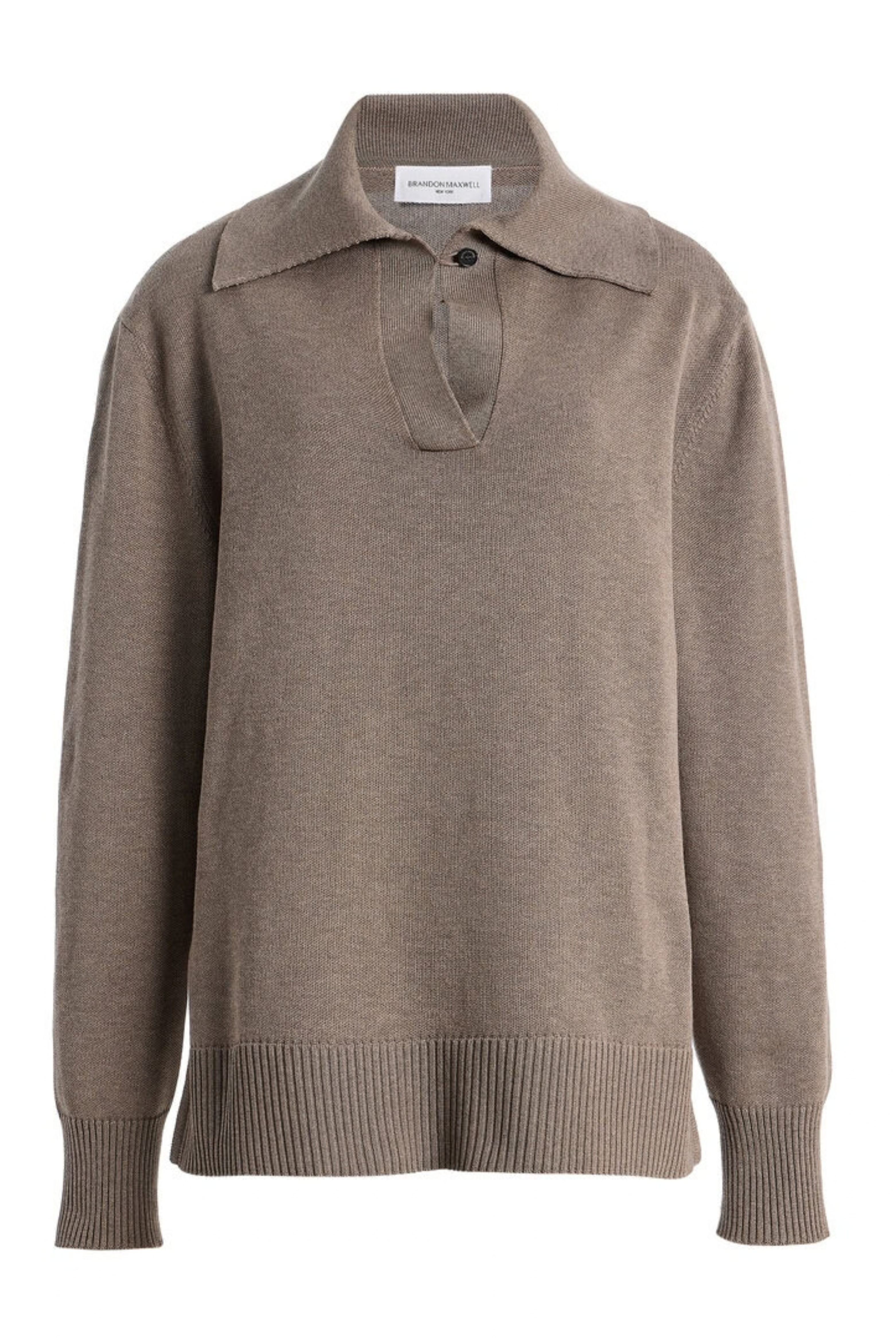 The Edie Knit Relaxed Polo Mushroom