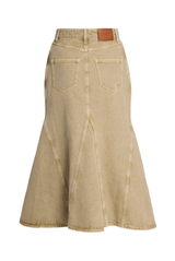 Embroidered Denim Midi Skirt