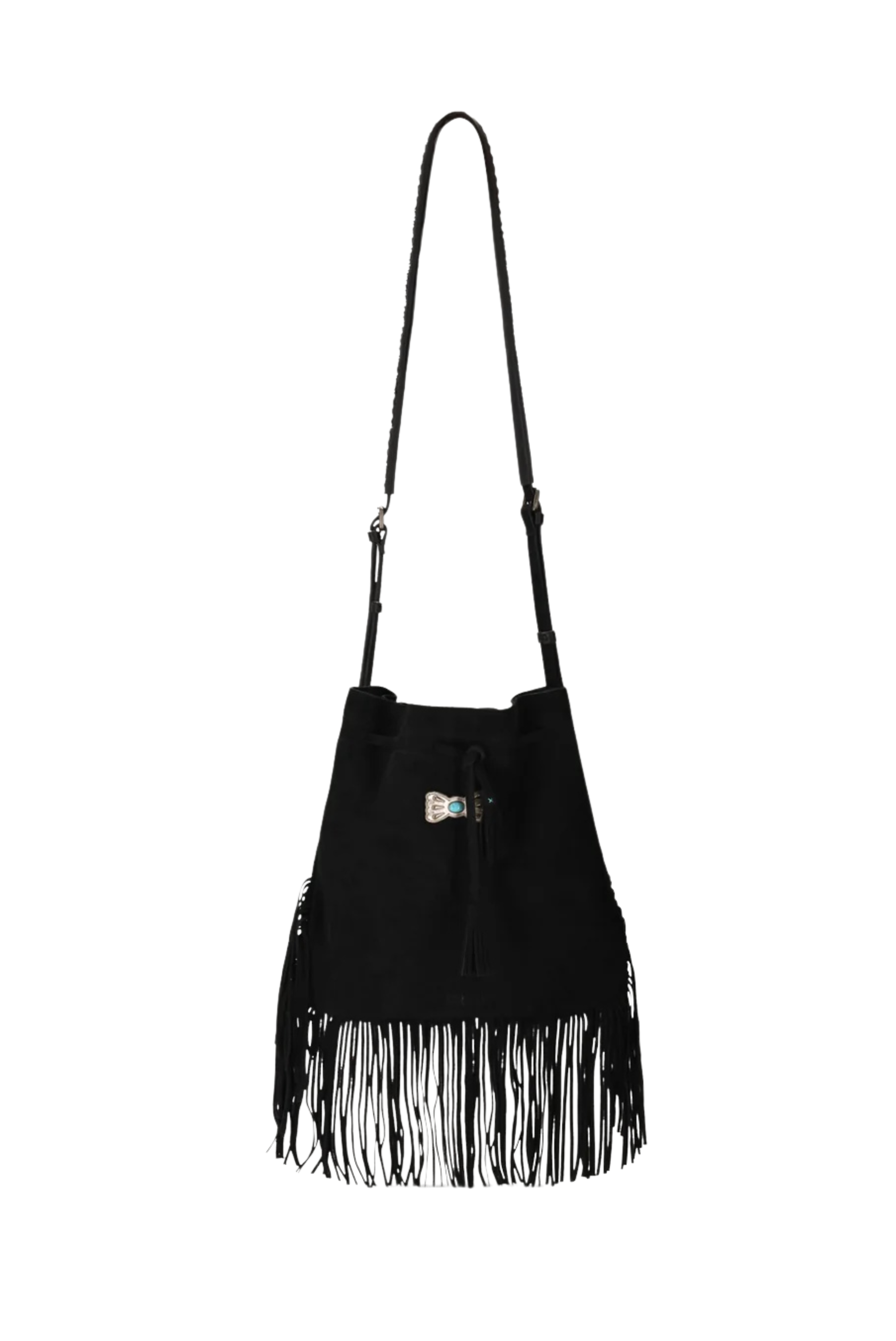 Kimi Suede Bag with Fringes Black