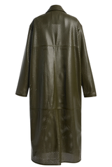 The Beck Perforated Leather Driving Coat Basil Green