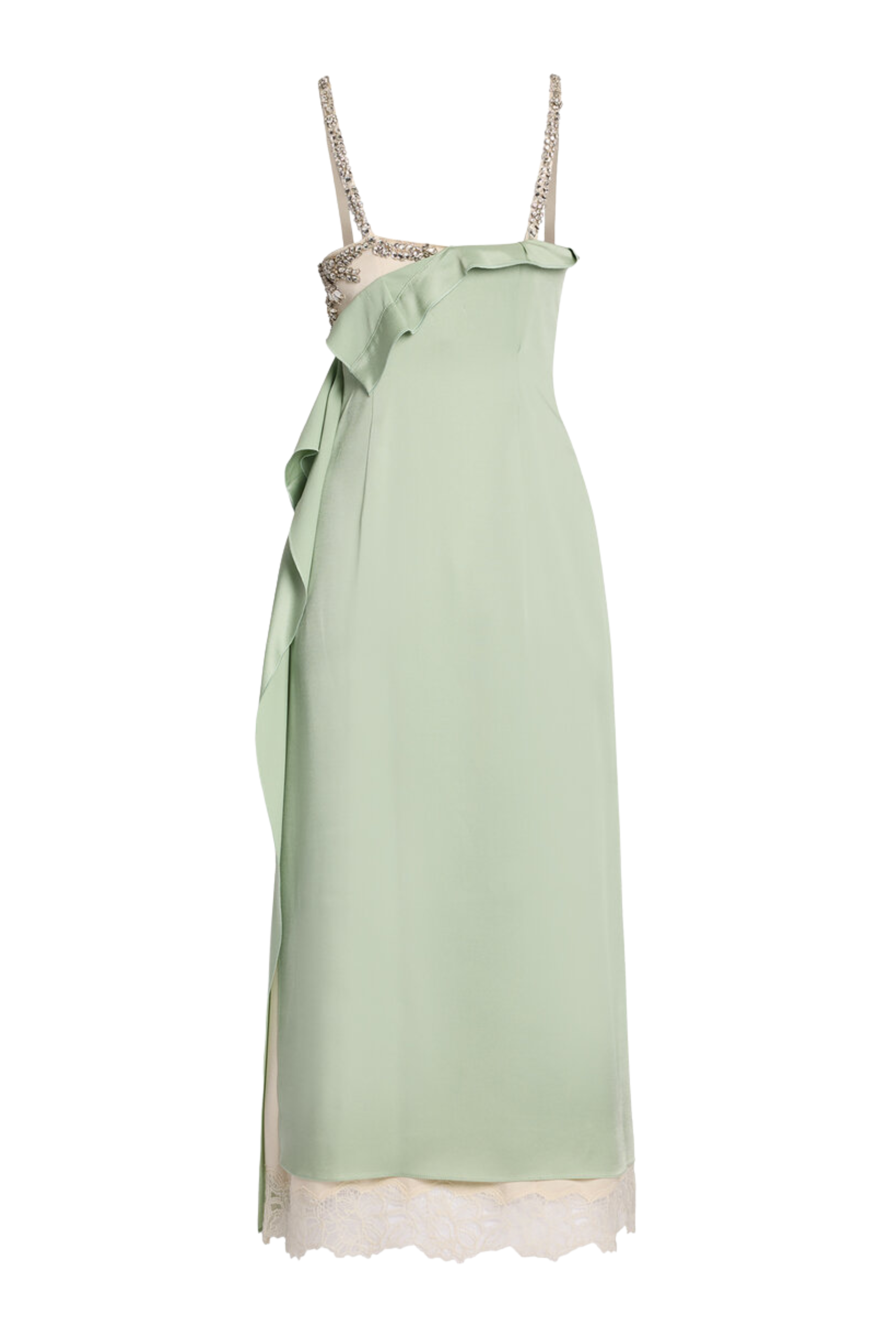 Satin Cady Strappy Ankle Length Dress