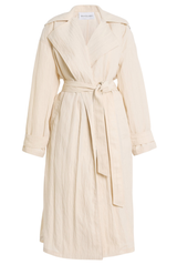 The Tillman Linen-Blend Trench Coat Almond