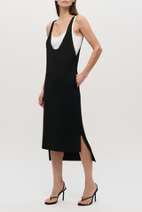 The Bettina Low Scoop Knit Dress Black