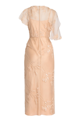 Floral Sequined Tulle Midi Dress