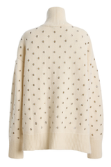 The Hughes Oversized Eyelet Cashmere Turtleneck Cream