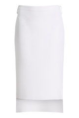 The Gigi Compact Viscose Knee Skirt White