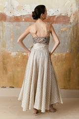 Tullia Full Circle Skirt Flax Stripe