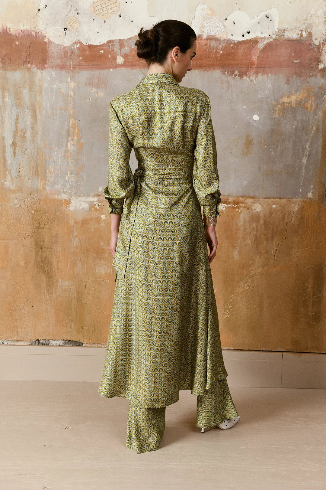 Cassia Wrap Dress Chartreuse
