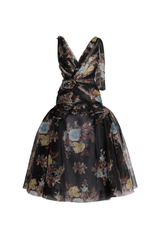 Floral Silk Organza Ankle Length Dress