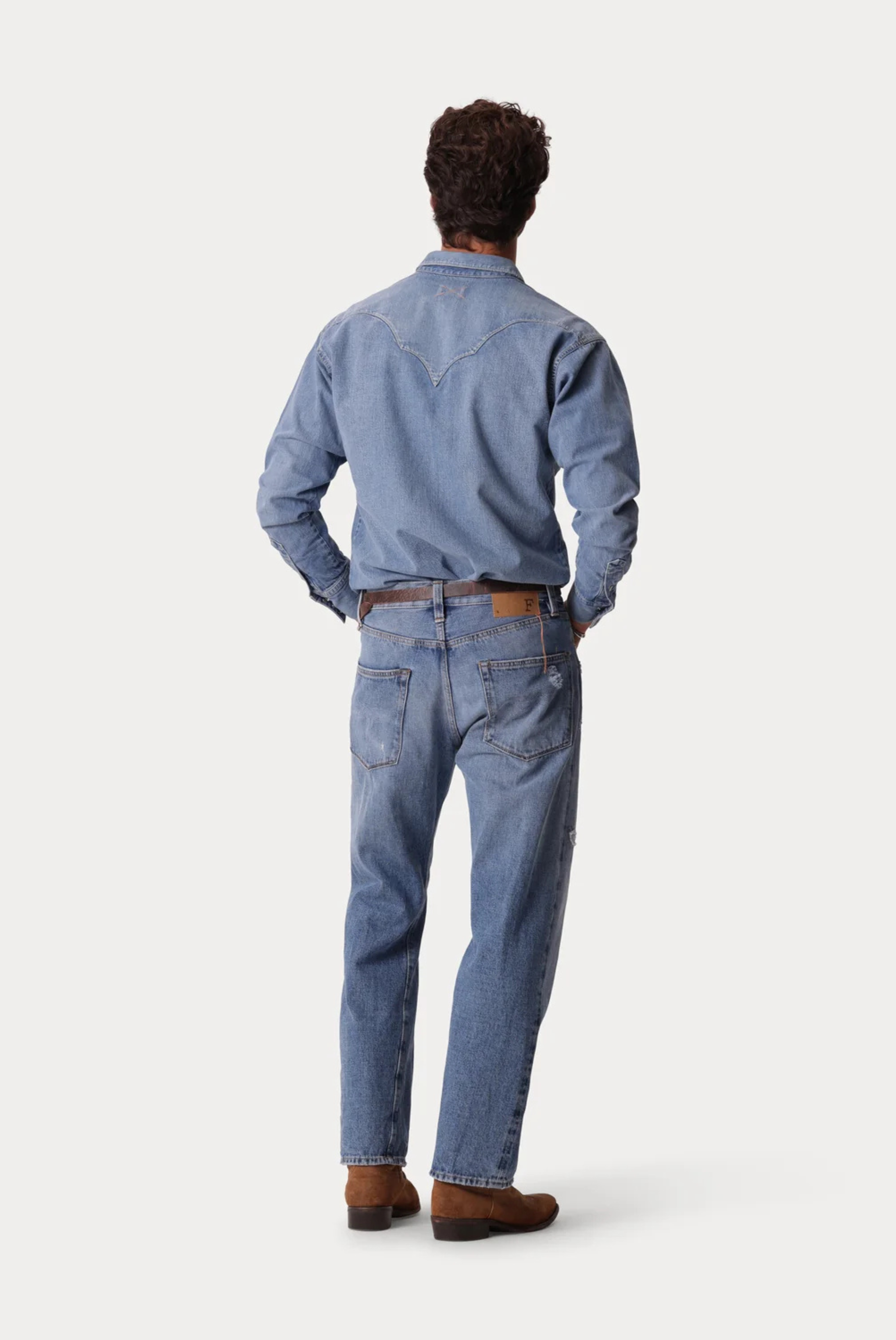 Redford Western Shirt in Japan Denim Stone Wash