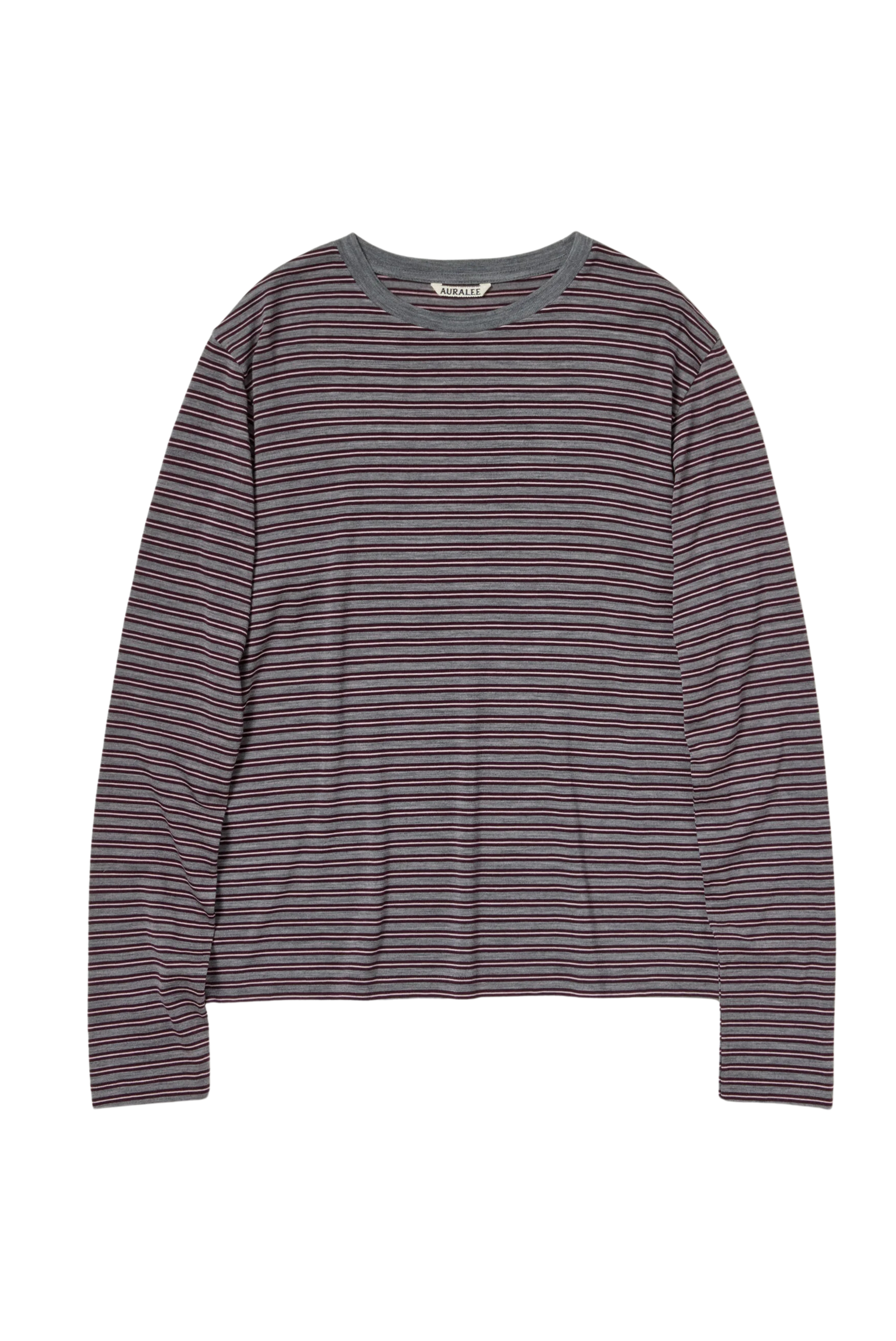 Soft Smooth Wool Stripe Jersey L/S Tee Gray