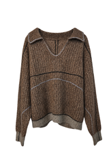 Half-Placket Long-Sleeve Cashmere and Silk Top