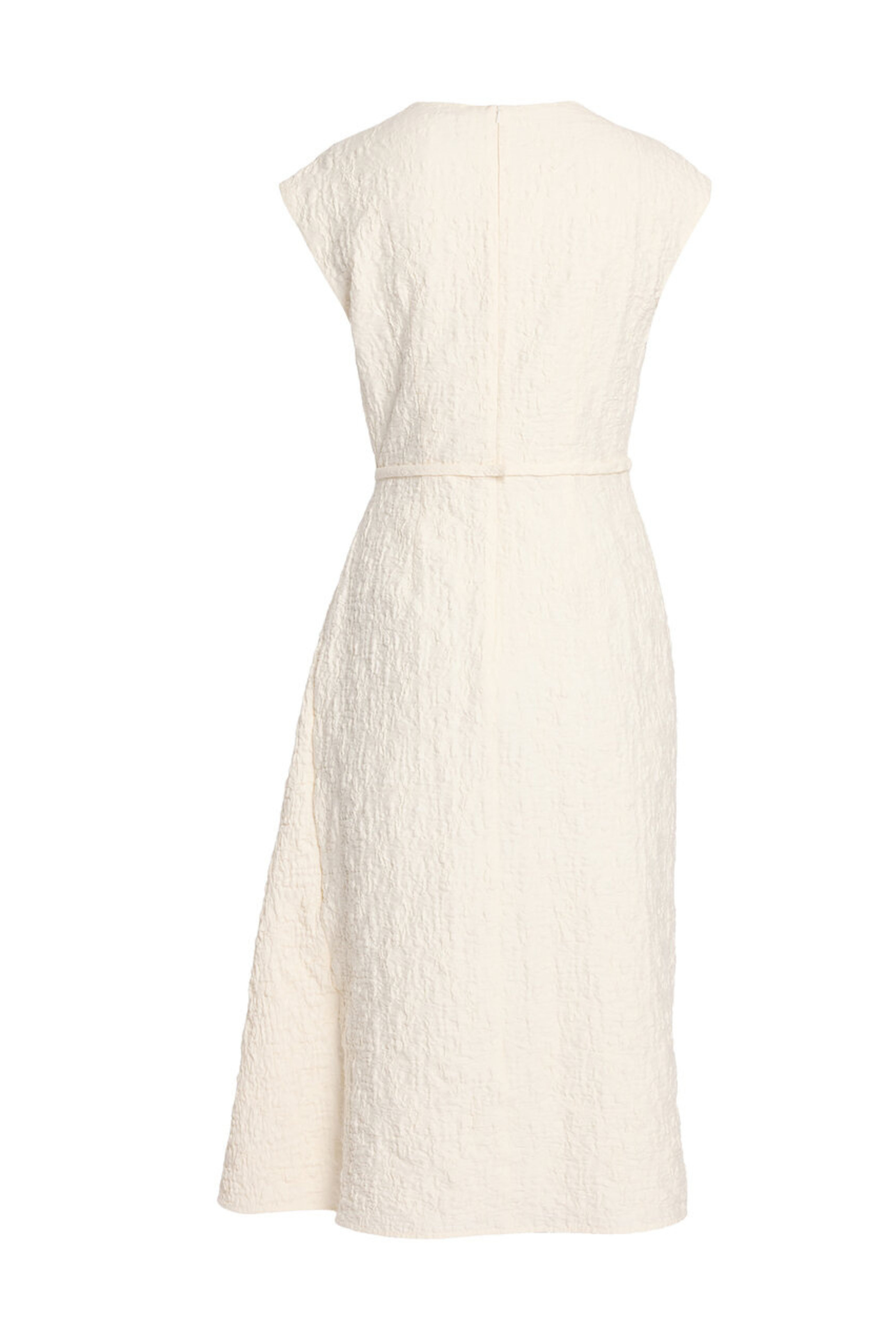 Cotton Cloque Short Sleeve Midi Dress