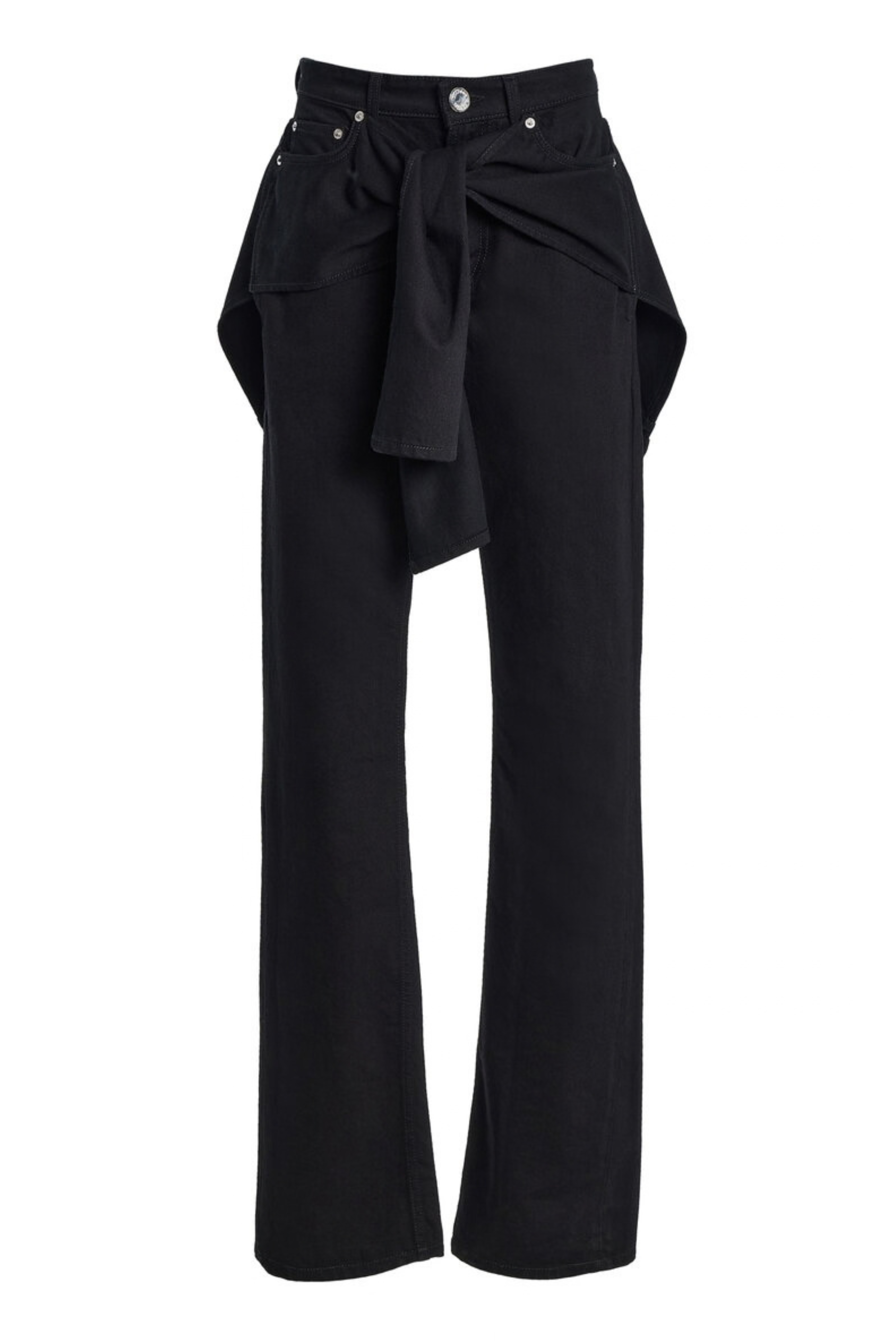 The Layton Tied Waist Rigid High-Rise Straight-Leg Jean Black