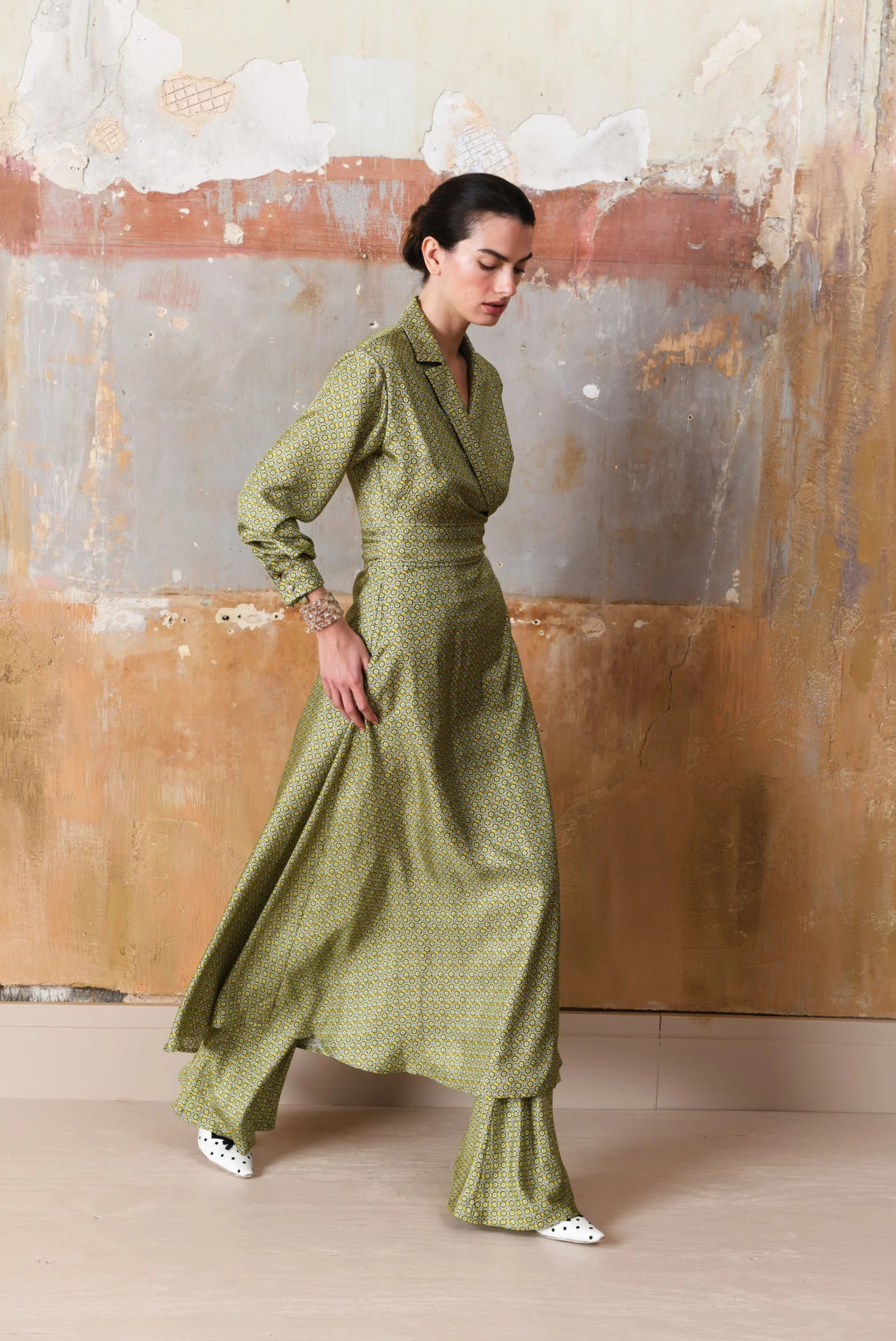 Cassia Wrap Dress Chartreuse