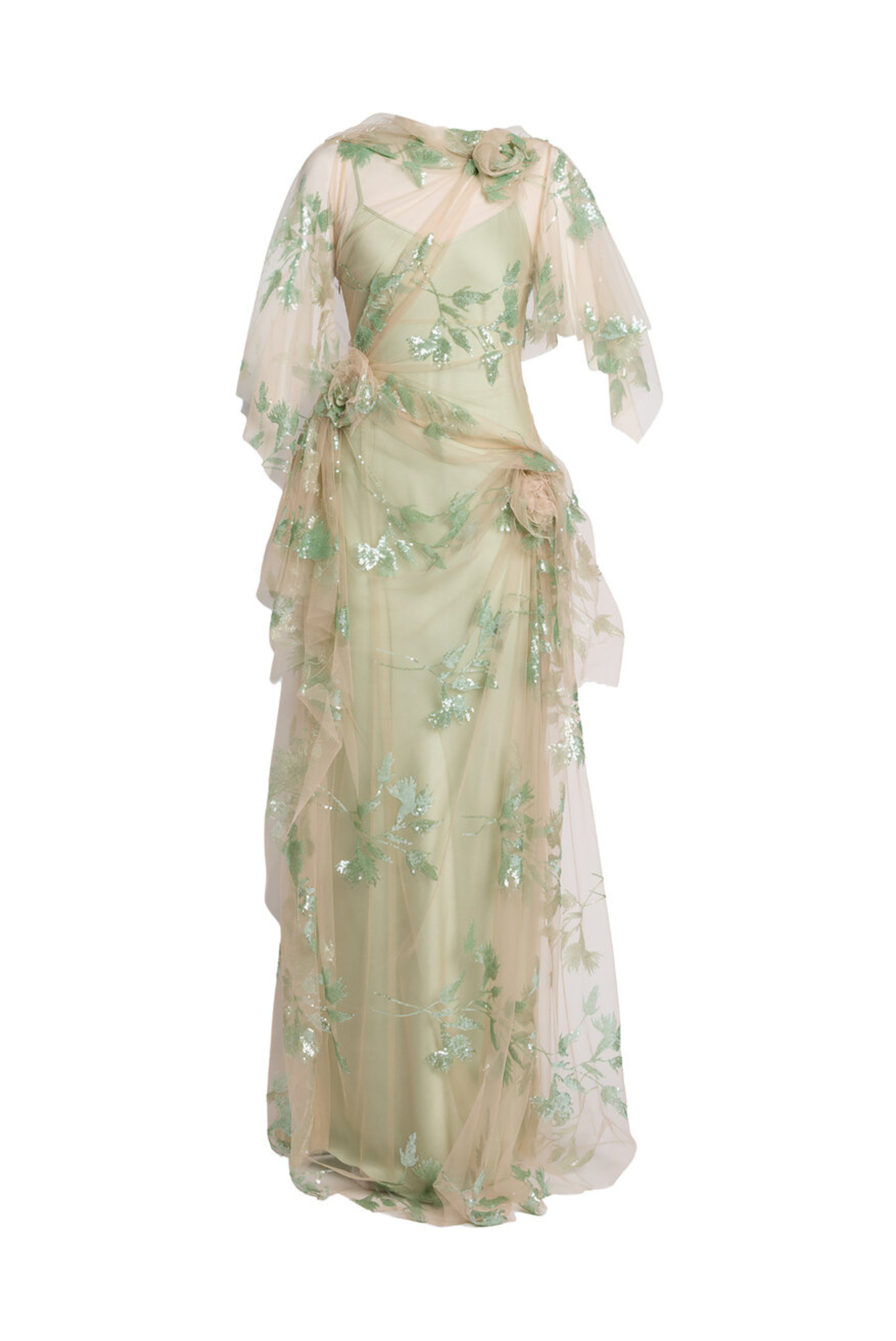 Sequin Flower Tulle Gown