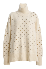 The Hughes Oversized Eyelet Cashmere Turtleneck Cream