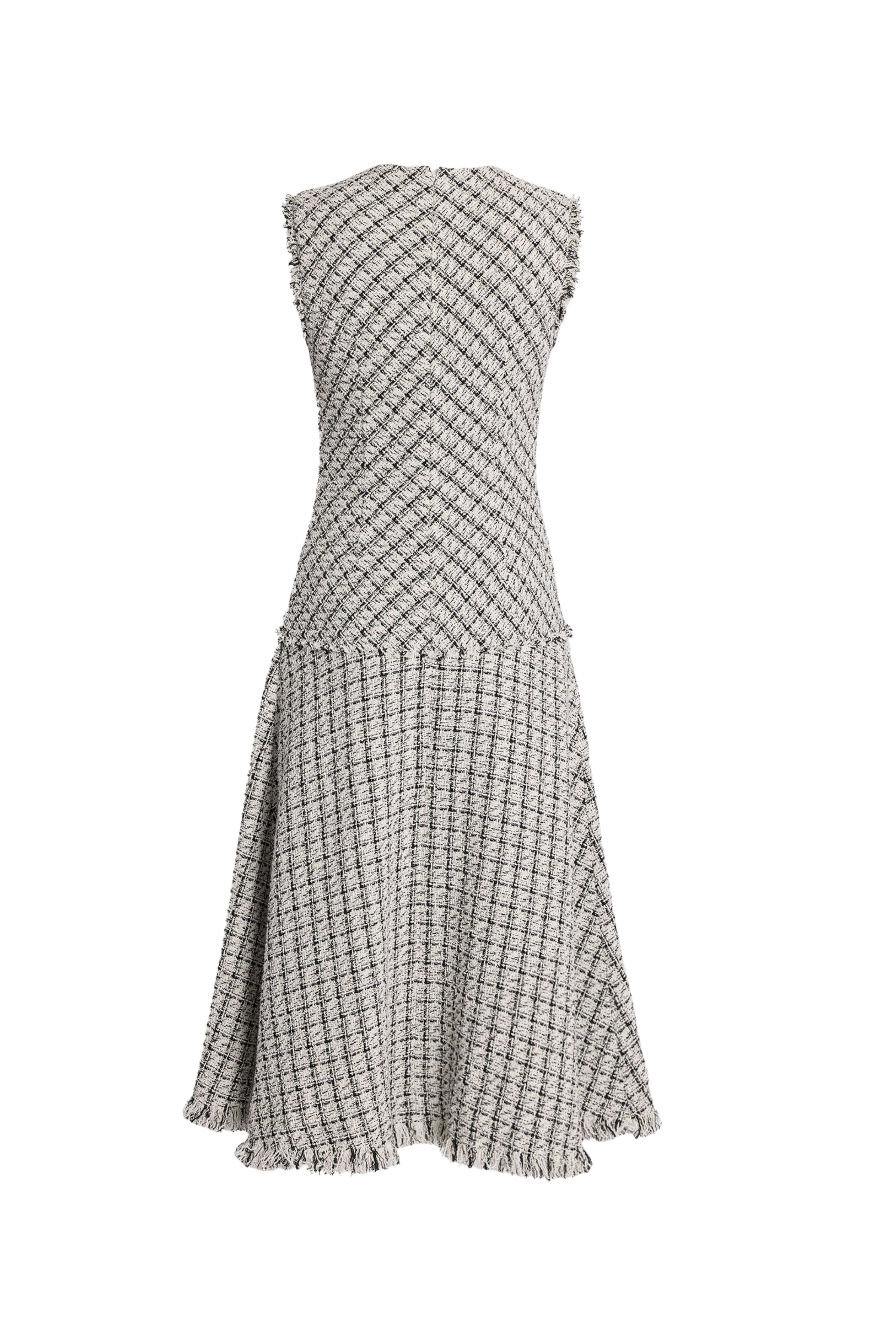 Checked Tweed Sleeveless Midi Dress
