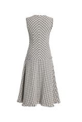Checked Tweed Sleeveless Midi Dress