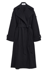 The Tillman Linen-Blend Trench Coat Black