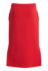 The Gigi Compact Viscose Knee Skirt Vermilion