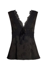 Floral Creponne Sleeveless V Neck Top