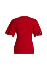 Cutout Knitted Short Sleeve Crew Neck Top