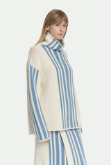 Turtle Neck Sweater With Inlay In Virgin Wool And Cashmere