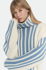 Turtle Neck Sweater With Inlay In Virgin Wool And Cashmere