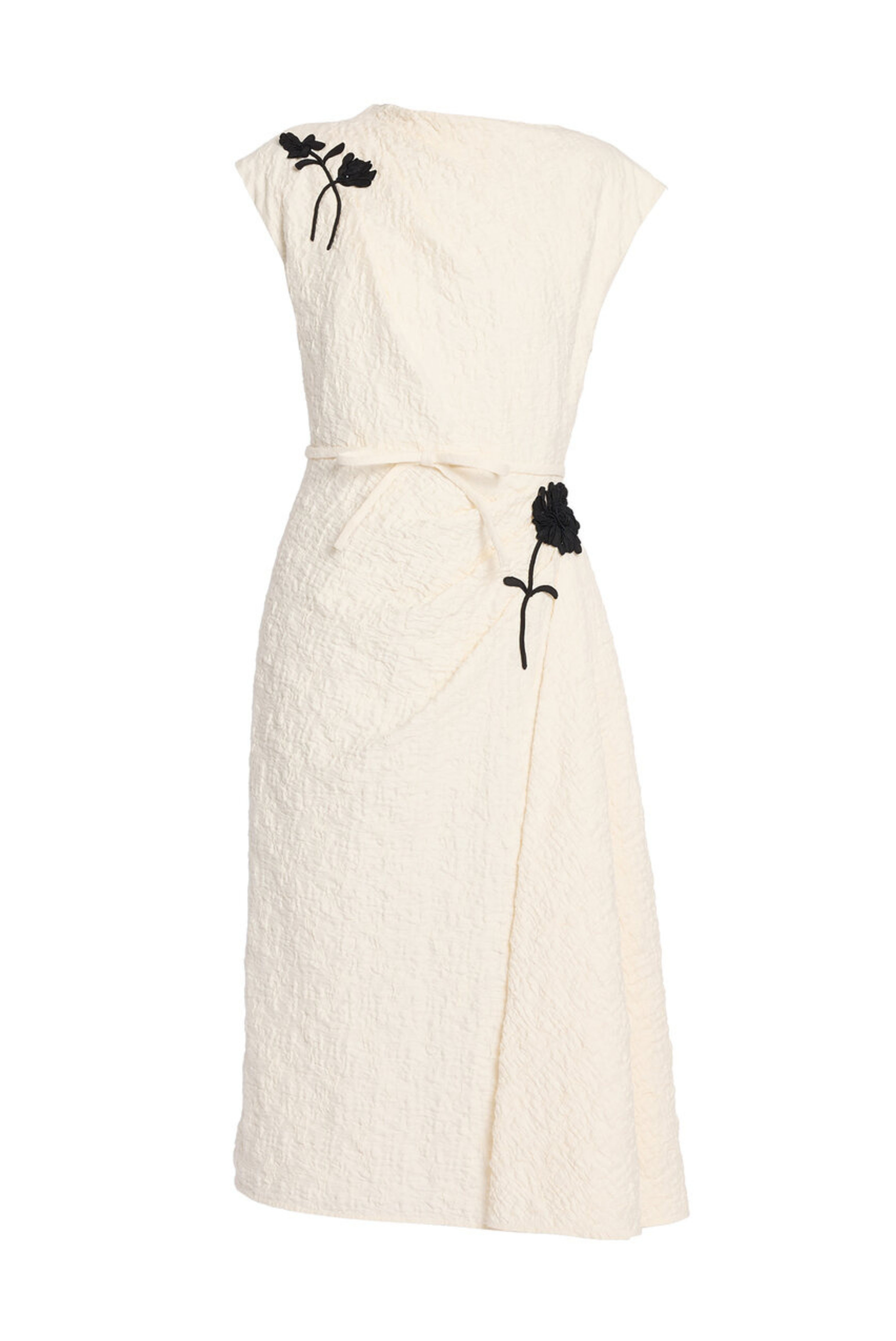 Cotton Cloque Short Sleeve Midi Dress
