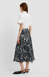 Erdem A Line Midi Skirt Bay Blue