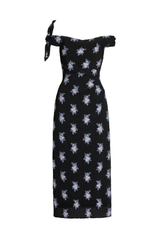 Organza Fil Coupe Off Shoulder Ankle Length Dress