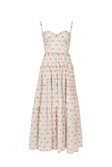 Floral And Striped Cotton Plumetis Dress