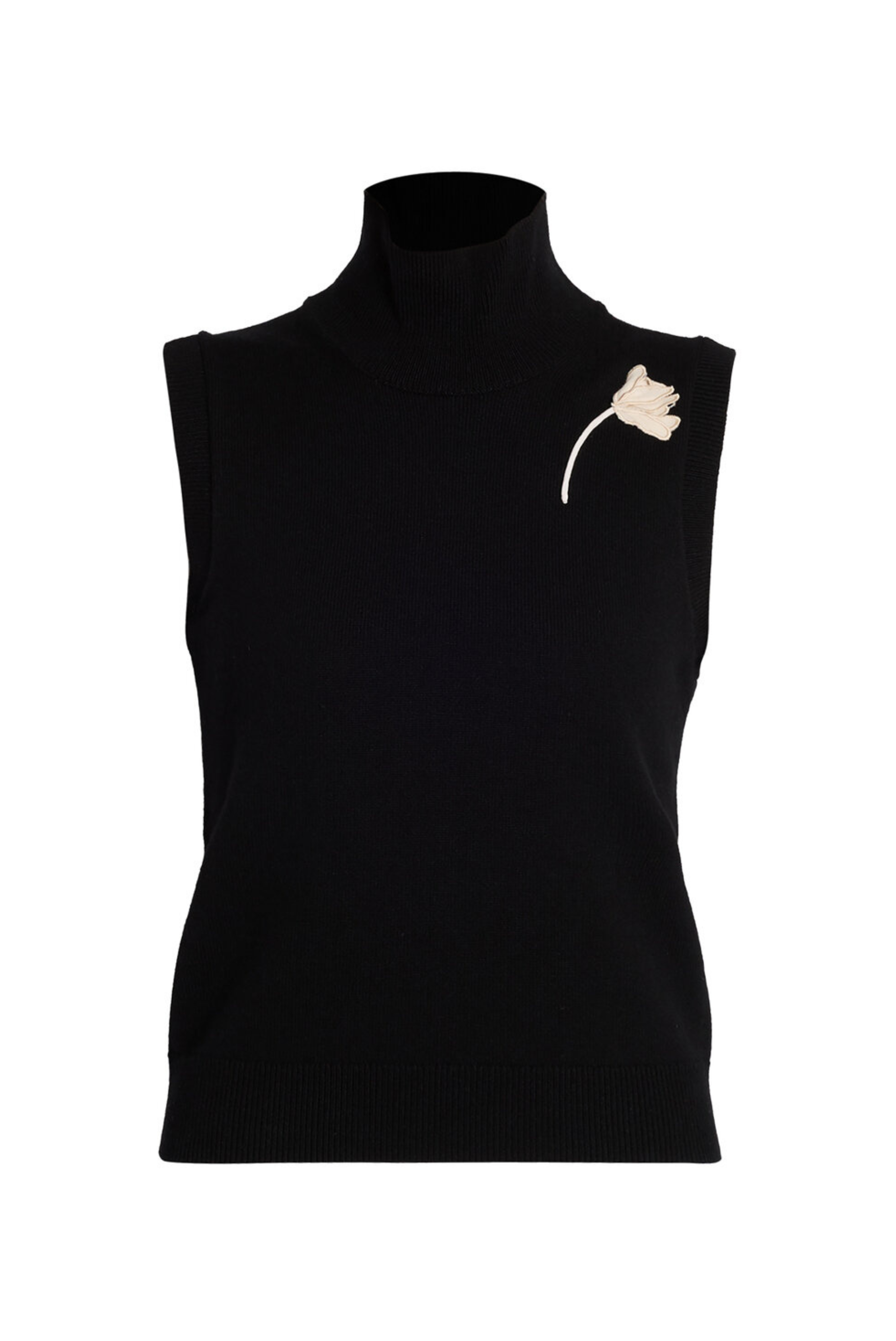 Cashmere Merino Floral Knit Sleeveless Top