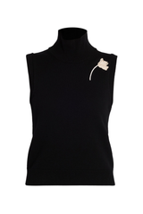 Cashmere Merino Floral Knit Sleeveless Top