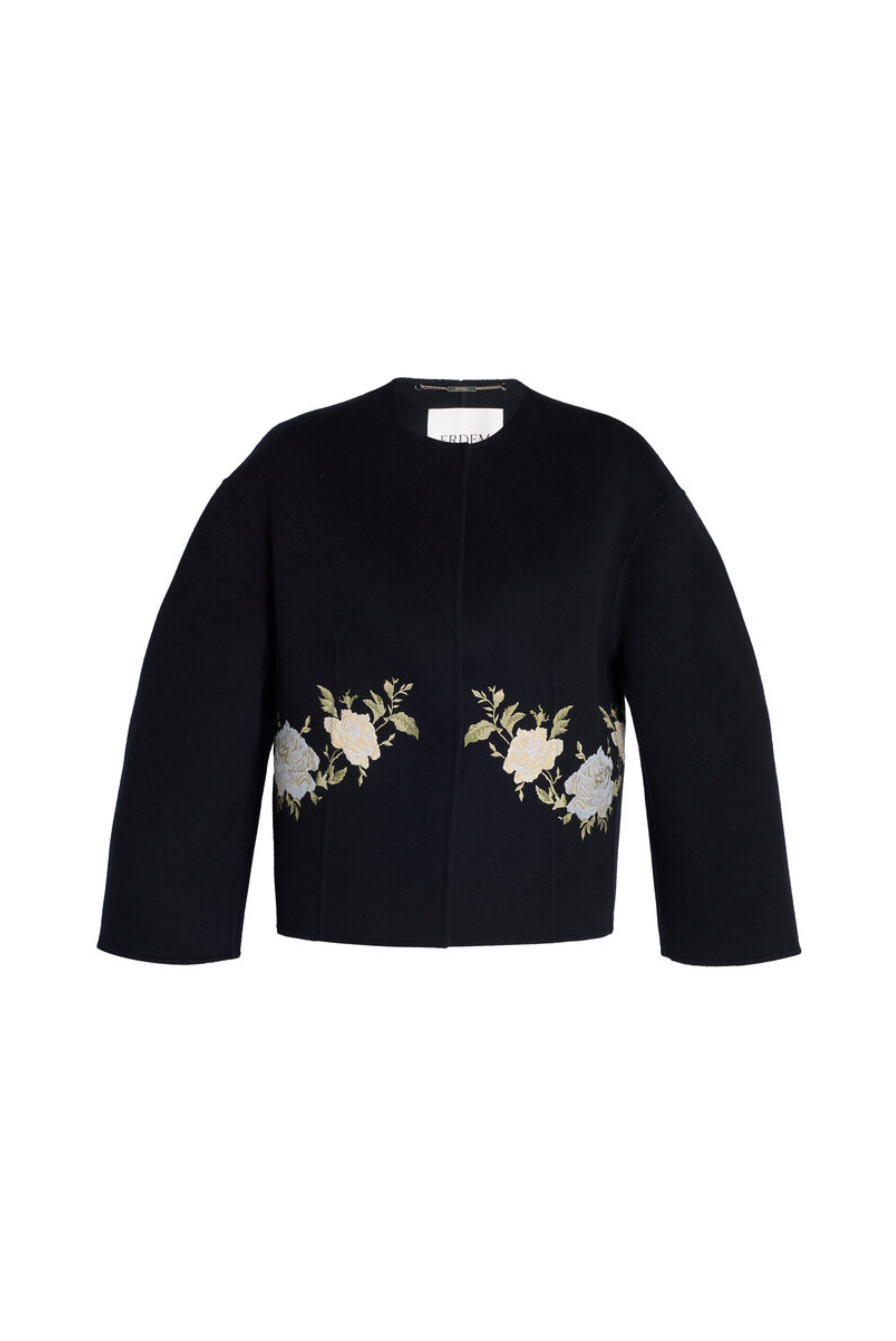 Embroidered Wool Single Breasted Boxy Fit Jacket