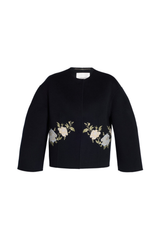 Embroidered Wool Single Breasted Boxy Fit Jacket