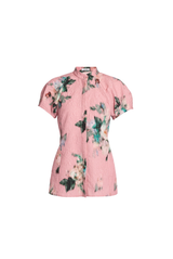 Floral Matelasse Cap Sleeve Shirt