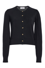 The Aubery Feather Weight Silk-Cotton Cardigan Black