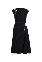 Cotton Cloque Short Sleeve Midi Dress